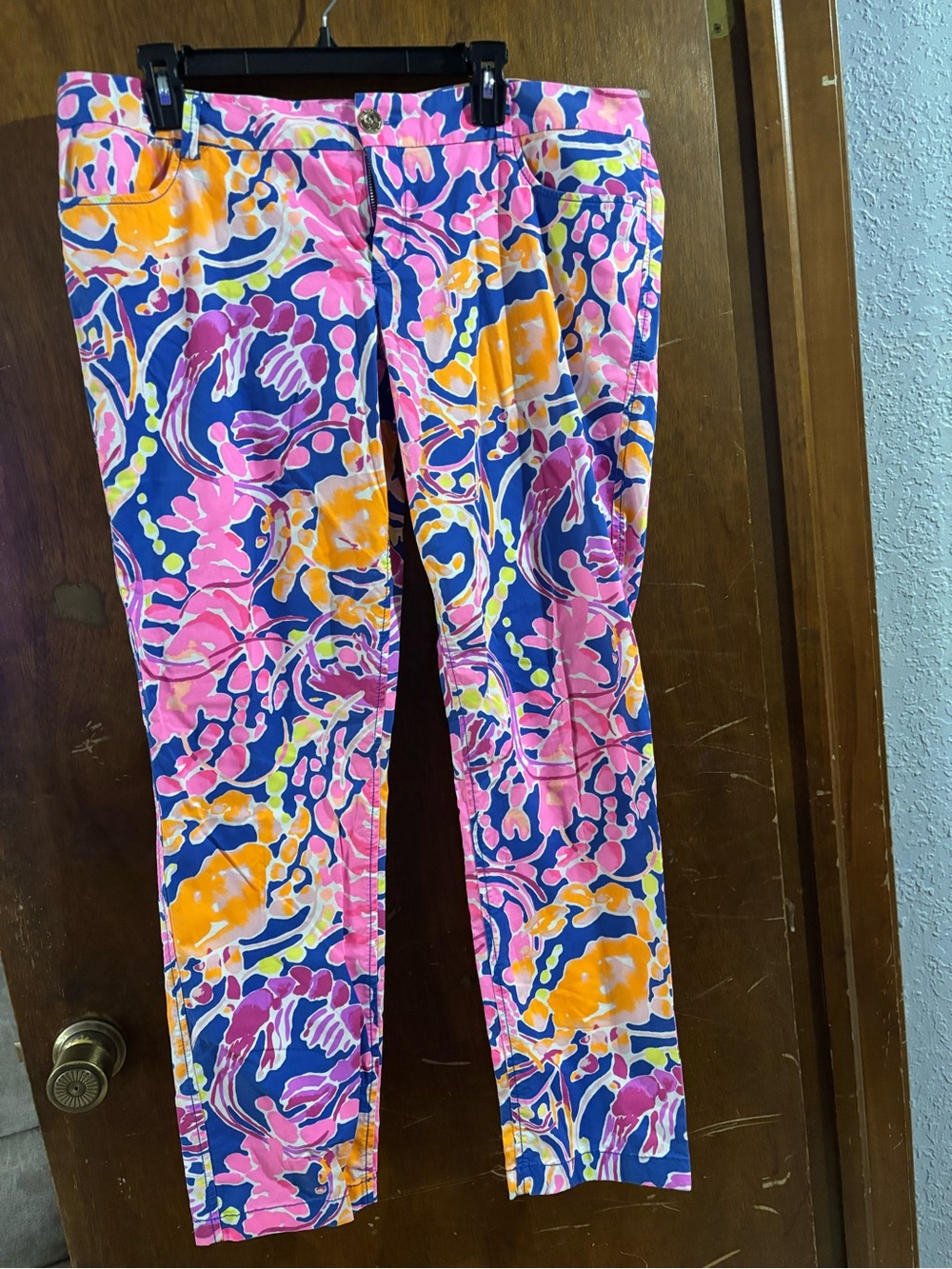 Lilly Pulitzer Girls' Floral Stretch Pants - Pink, Blue & Orange